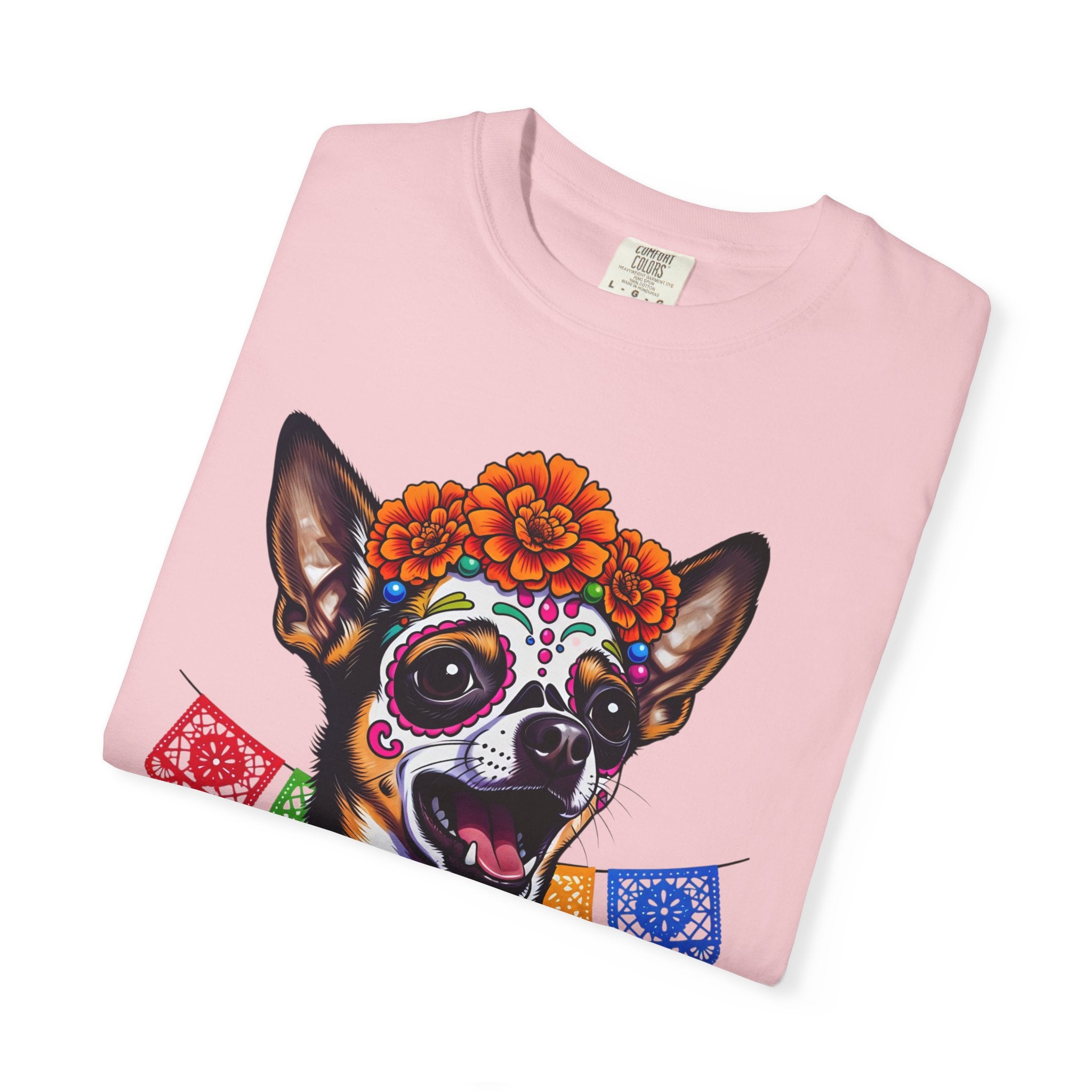 Day of the Dead Chihuahua T-Shirt — "Canta Con El Alma" Colorful Sugar Skull Tee