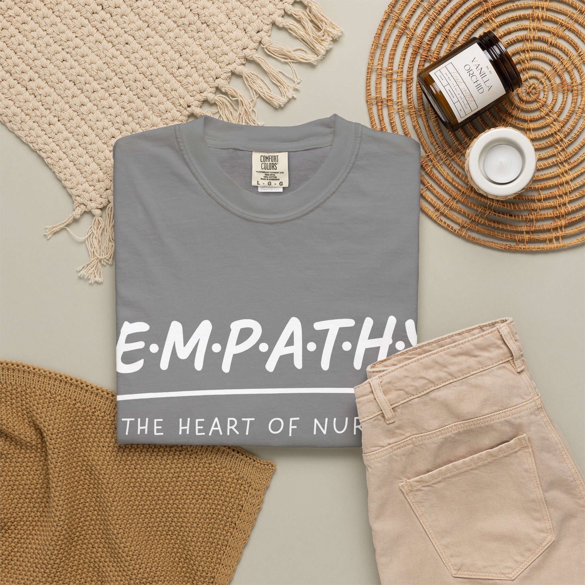 Empathy Graphic T-Shirt — Soft Neutral Garment-Dyed Tee with 'EMPATHY' Print
