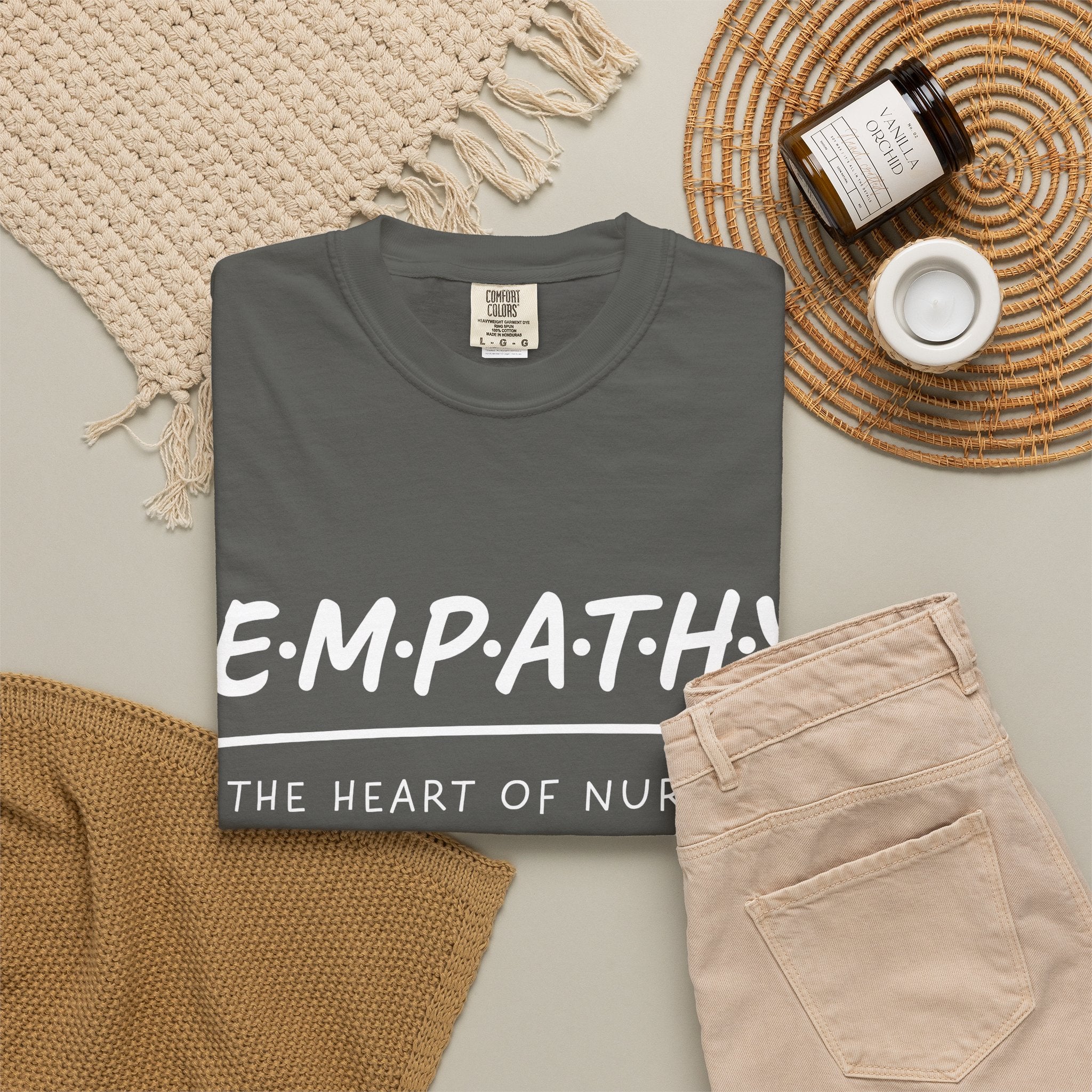 Empathy Graphic T-Shirt — Soft Neutral Garment-Dyed Tee with 'EMPATHY' Print