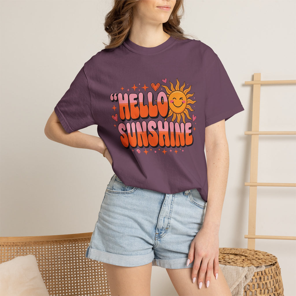 Hello Sunshine T-Shirt — Retro Smiley Sun Graphic Tee