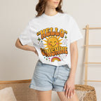 Hello Sunshine T-Shirt — Retro Smiley Sun Graphic Tee