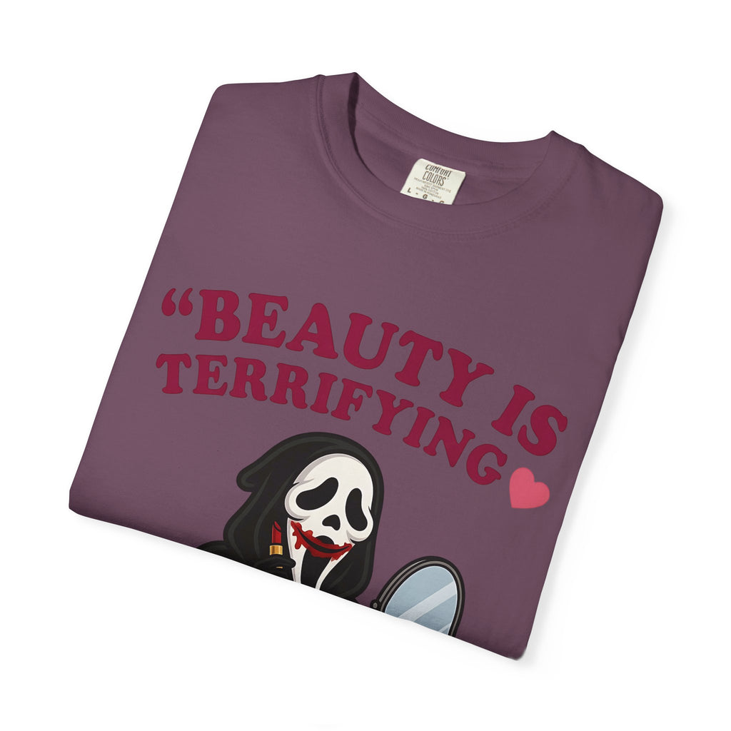 T-Shirt — "Beauty Is Terrifying" Ghostface Makeup Graphic Tee