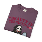 T-Shirt — "Beauty Is Terrifying" Ghostface Makeup Graphic Tee