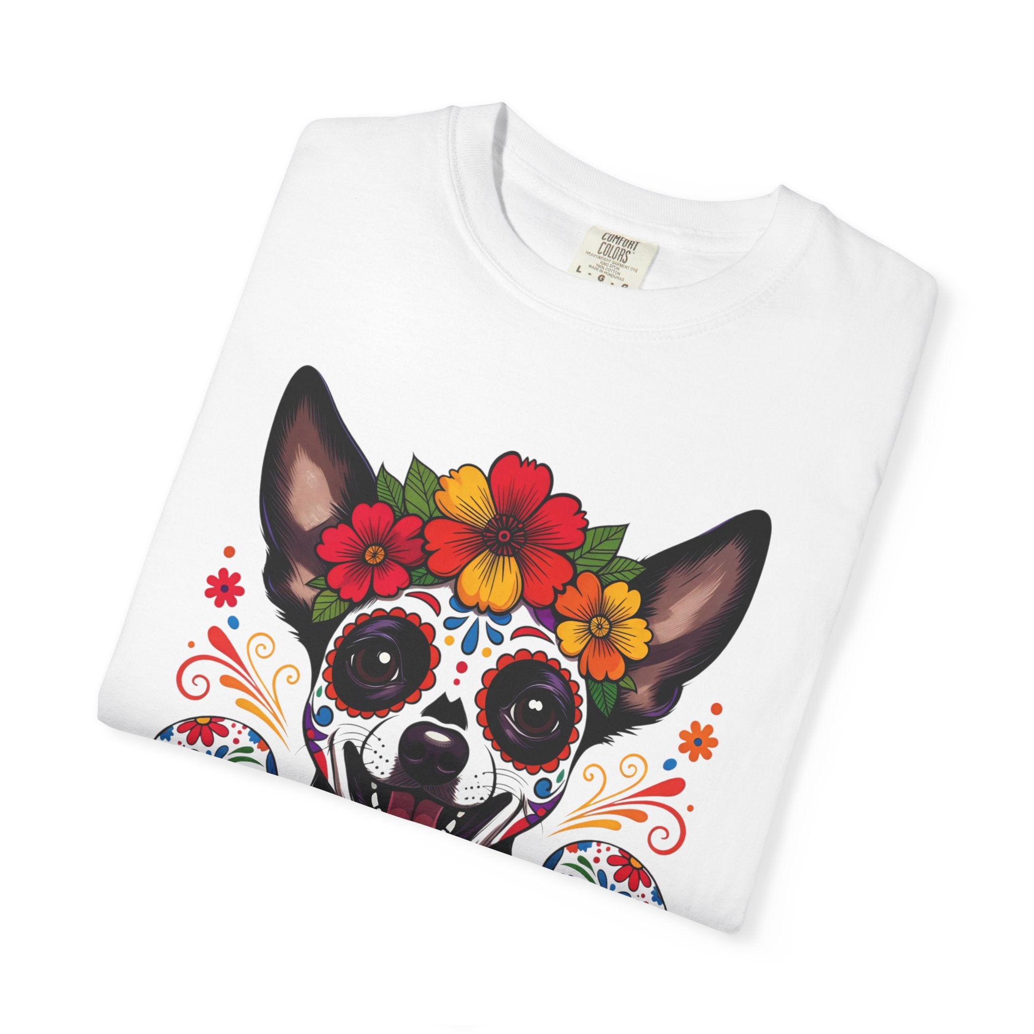 Day of the Dead Chihuahua T-Shirt — "El Rey de la Fiesta" Sugar Skull Tee