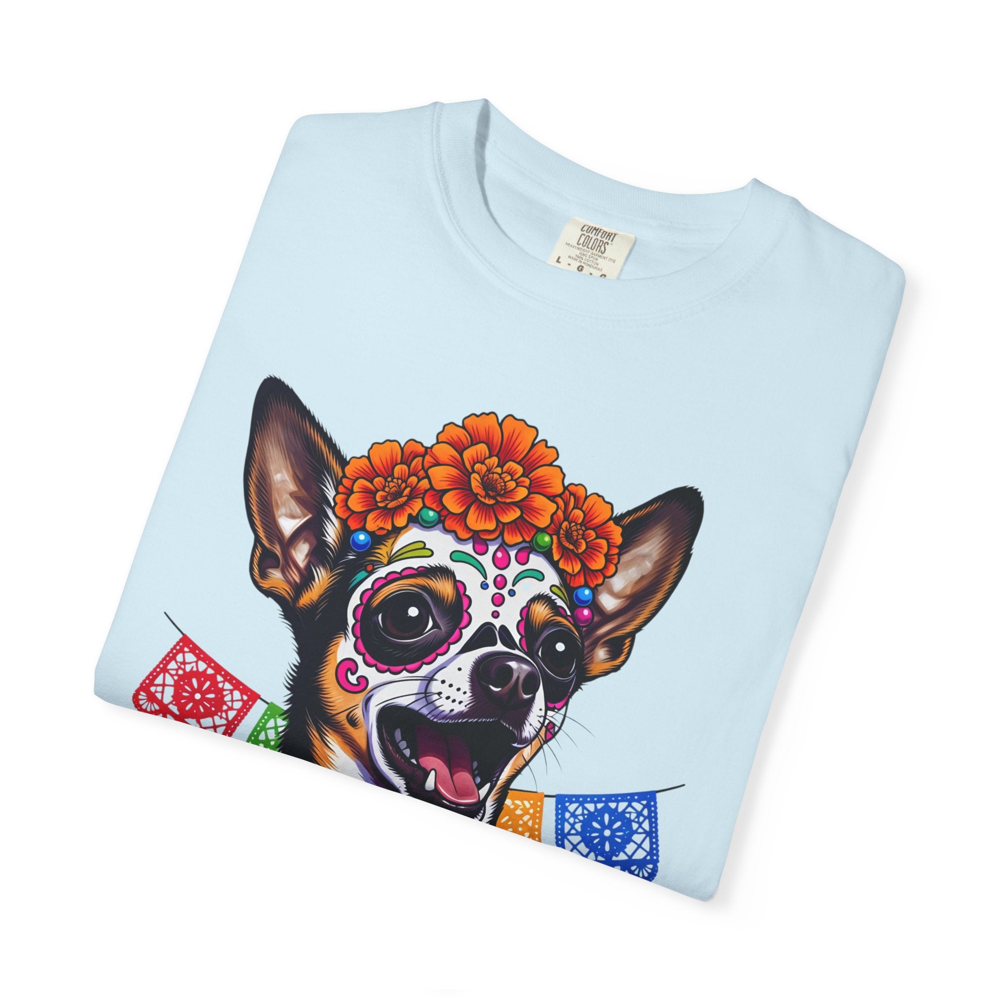 Day of the Dead Chihuahua T-Shirt — "Canta Con El Alma" Colorful Sugar Skull Tee