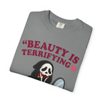 T-Shirt — "Beauty Is Terrifying" Ghostface Makeup Graphic Tee