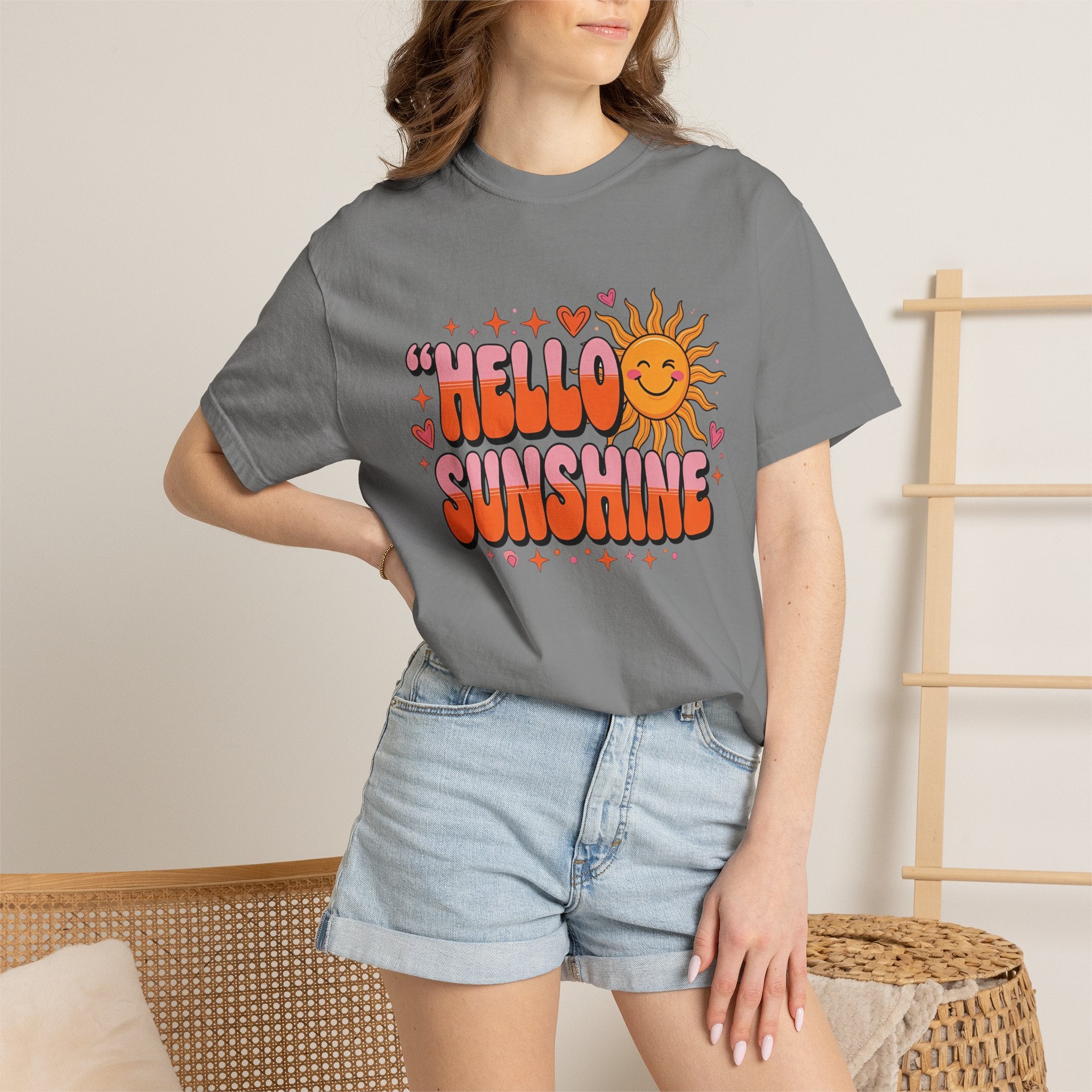 Hello Sunshine T-Shirt — Retro Smiley Sun Graphic Tee