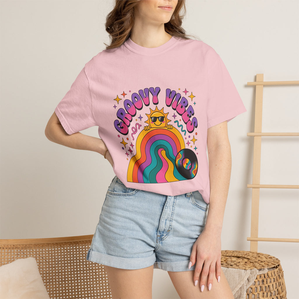 Groovy Vibes Retro Sun Rainbow T-Shirt