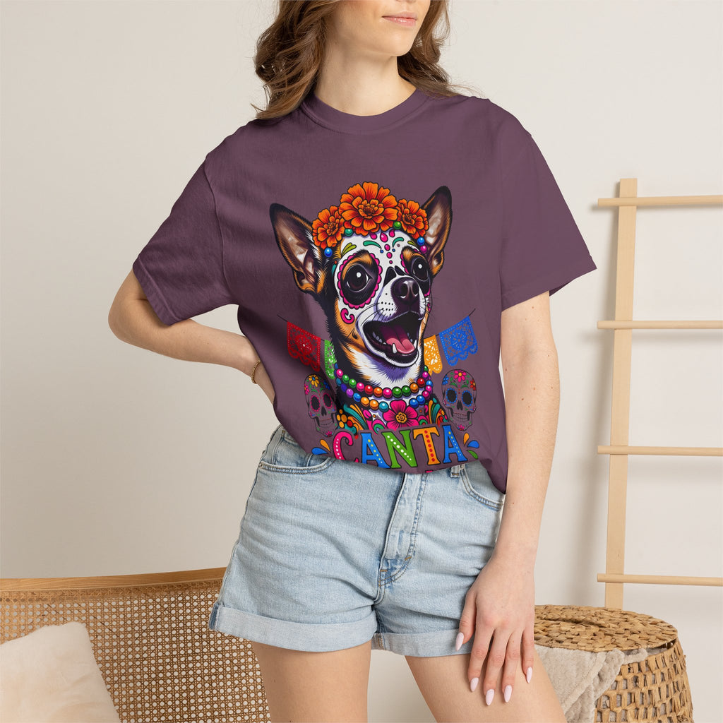 Day of the Dead Chihuahua T-Shirt — "Canta Con El Alma" Colorful Sugar Skull Tee