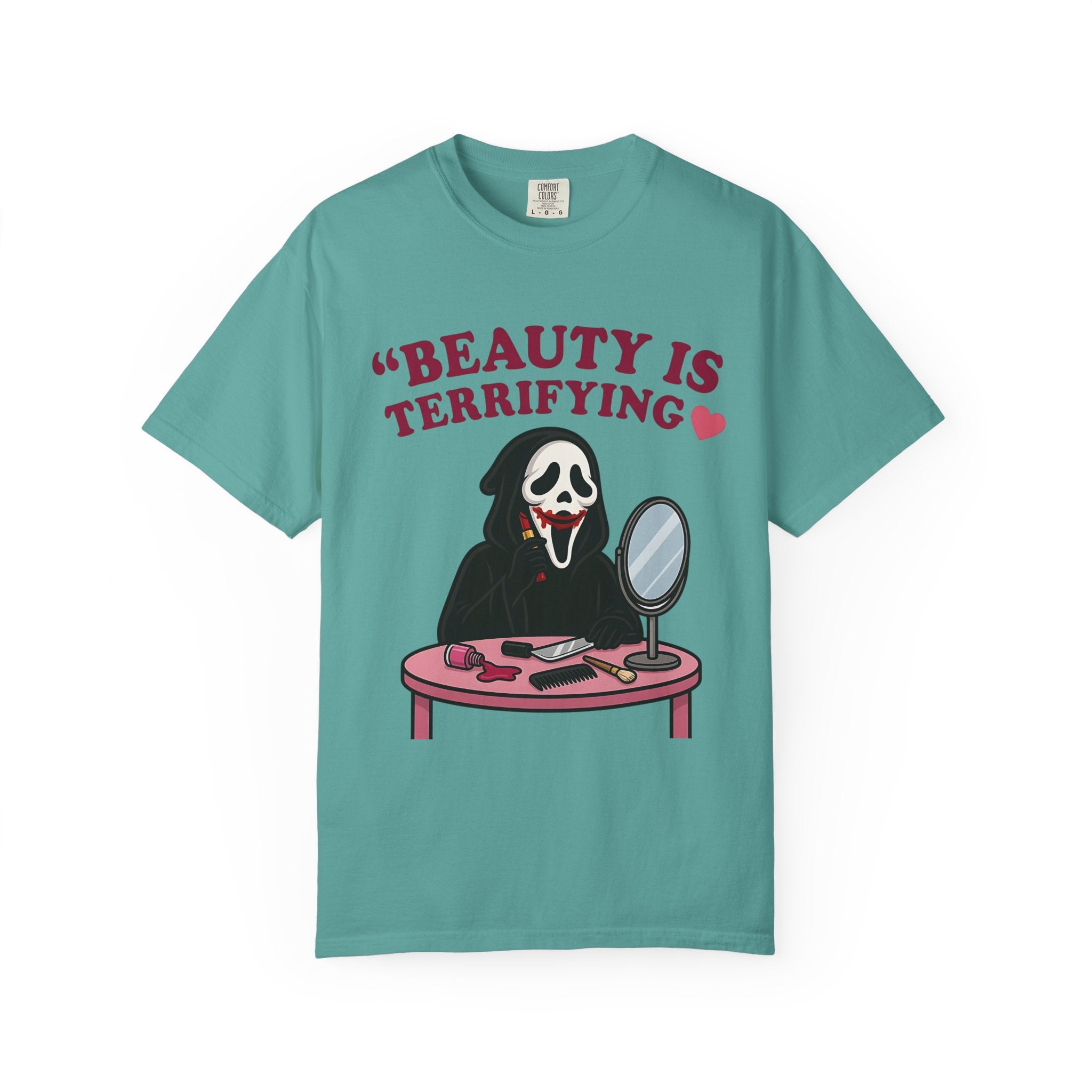 T-Shirt — "Beauty Is Terrifying" Ghostface Makeup Graphic Tee