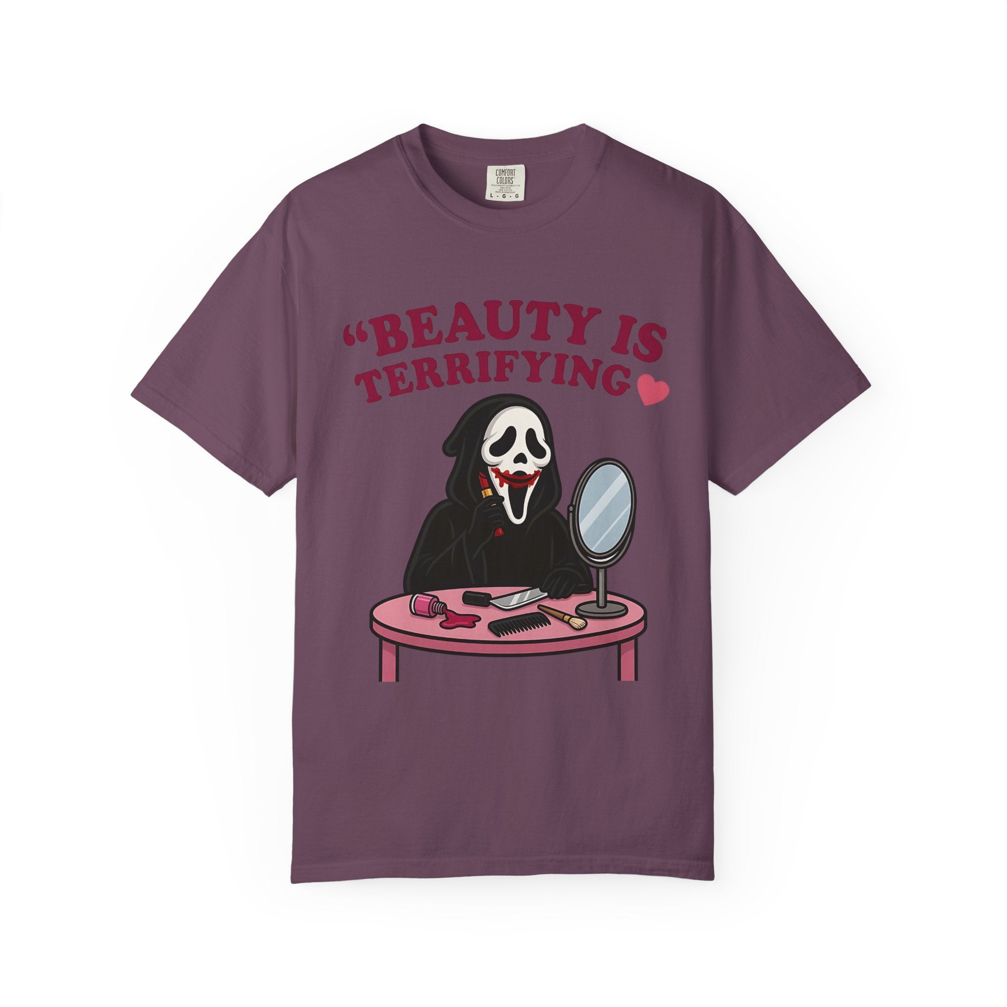 T-Shirt — "Beauty Is Terrifying" Ghostface Makeup Graphic Tee