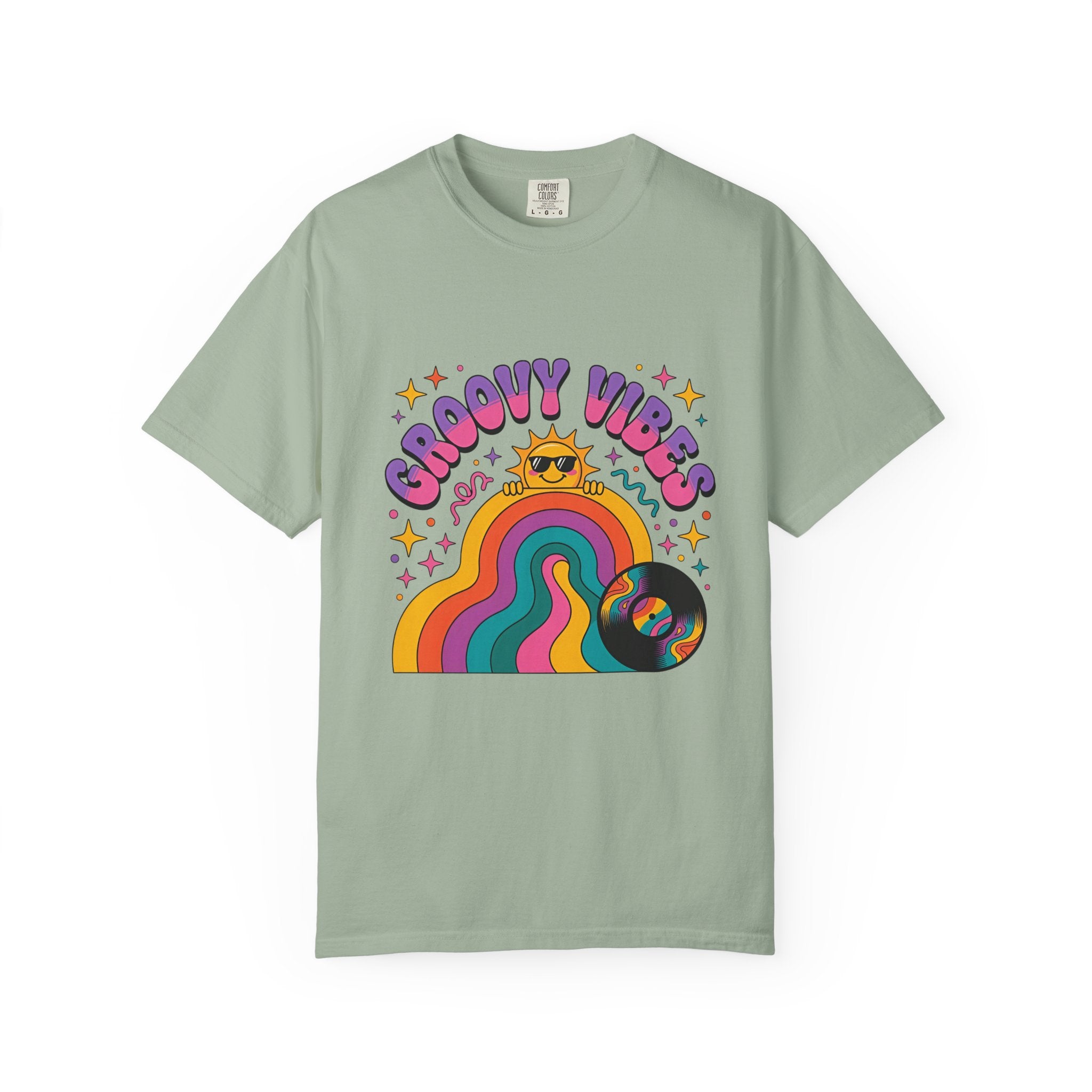 Groovy Vibes Retro Sun Rainbow T-Shirt