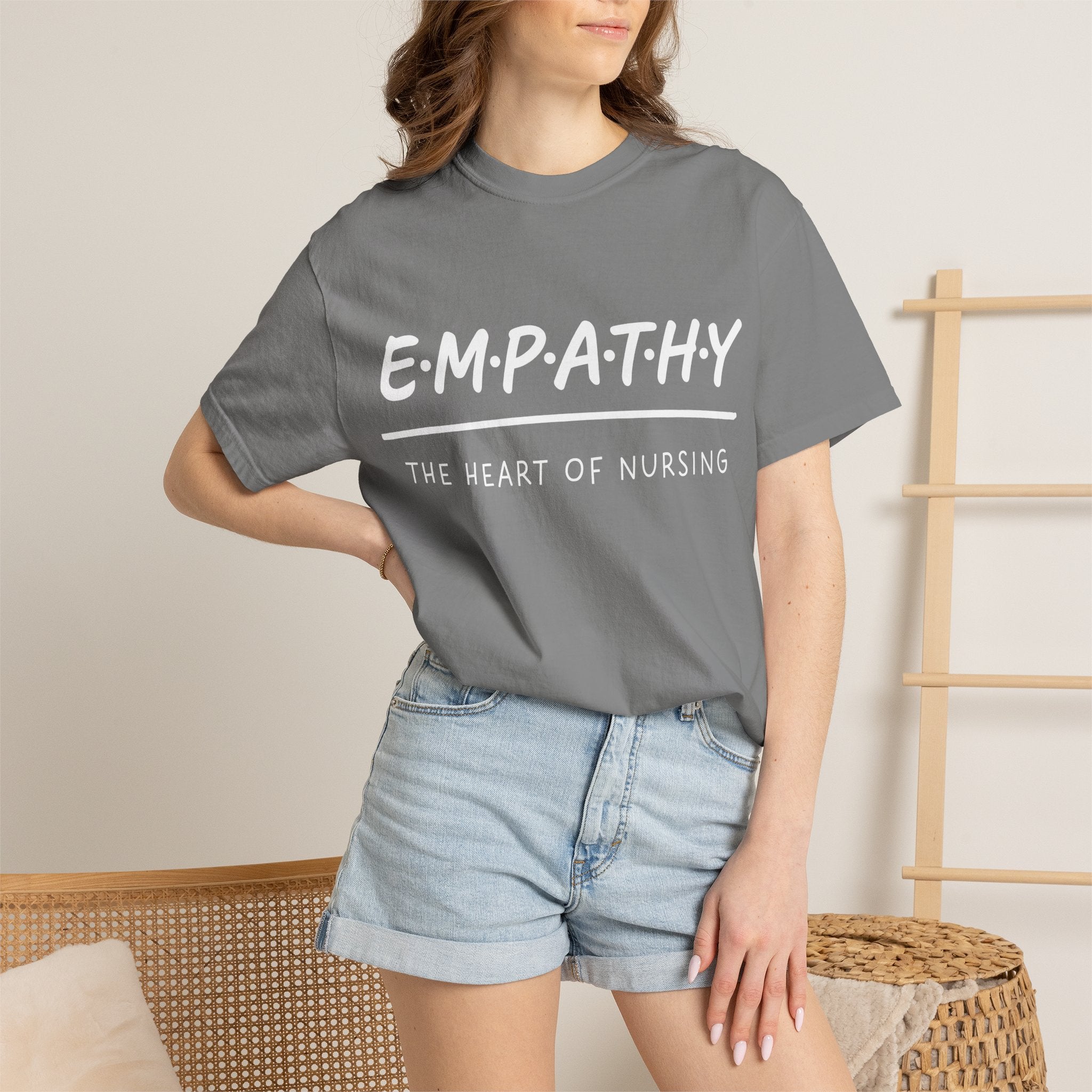 Empathy Graphic T-Shirt — Soft Neutral Garment-Dyed Tee with 'EMPATHY' Print