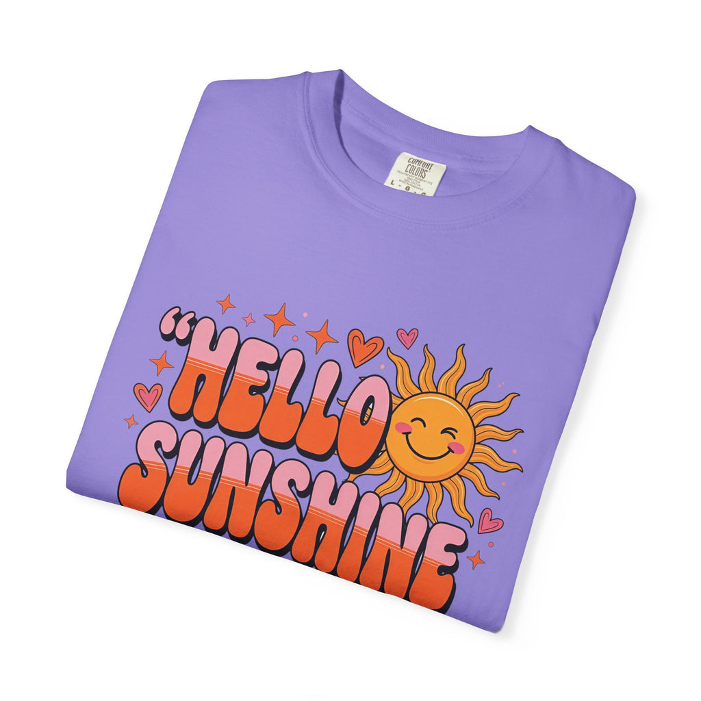 Hello Sunshine T-Shirt — Retro Smiley Sun Graphic Tee