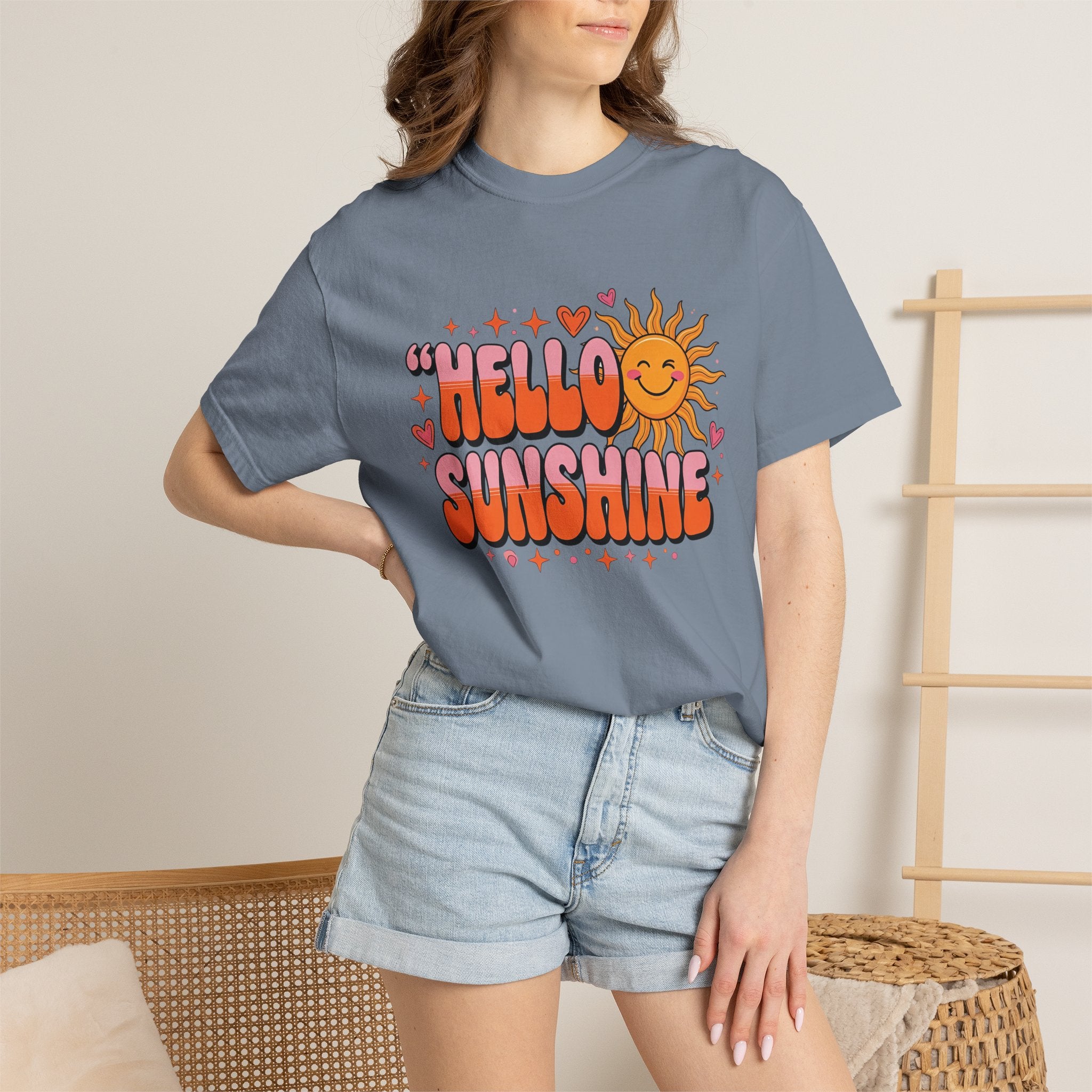 Hello Sunshine T-Shirt — Retro Smiley Sun Graphic Tee