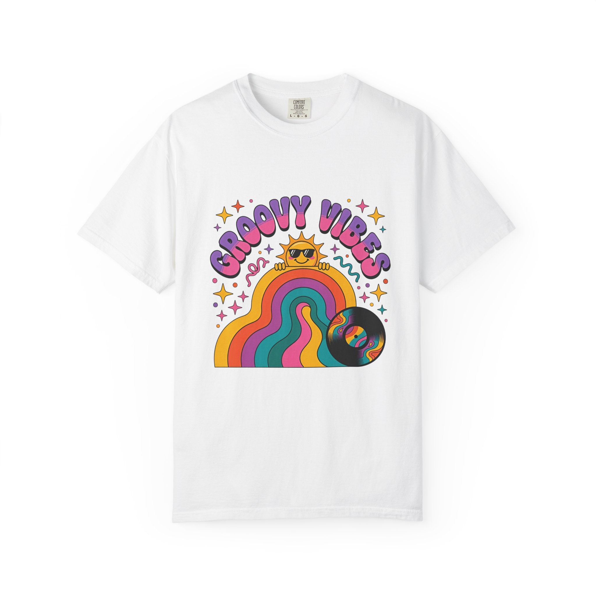 Groovy Vibes Retro Sun Rainbow T-Shirt