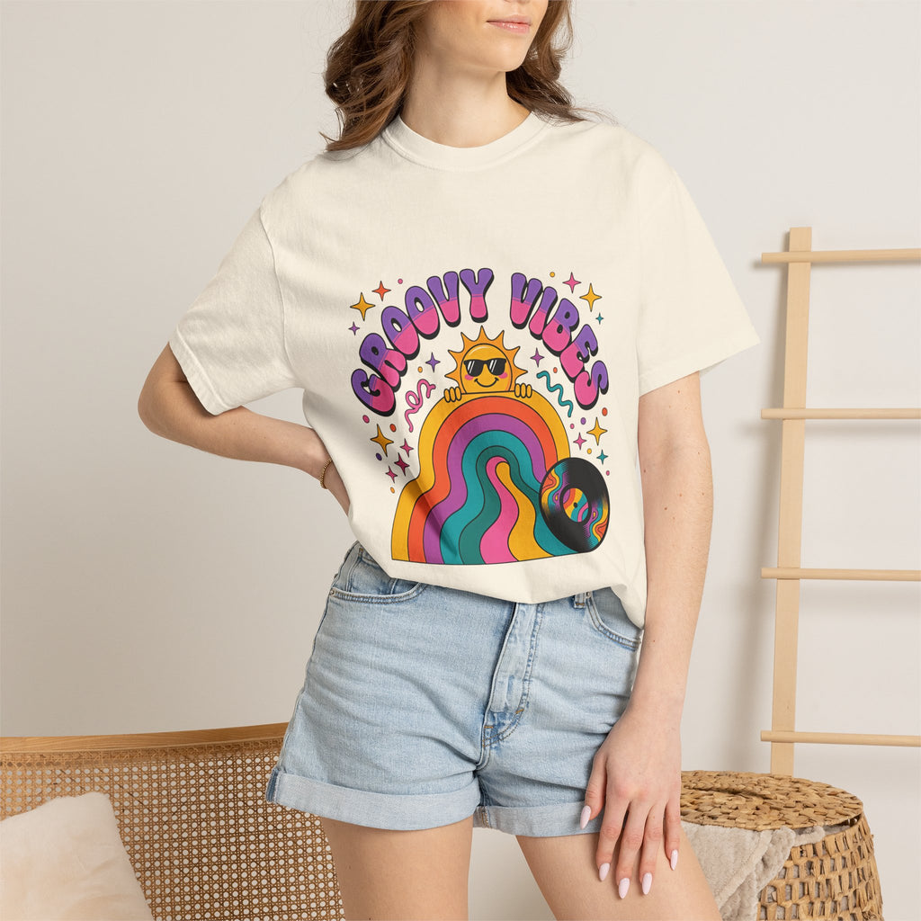 Groovy Vibes Retro Sun Rainbow T-Shirt