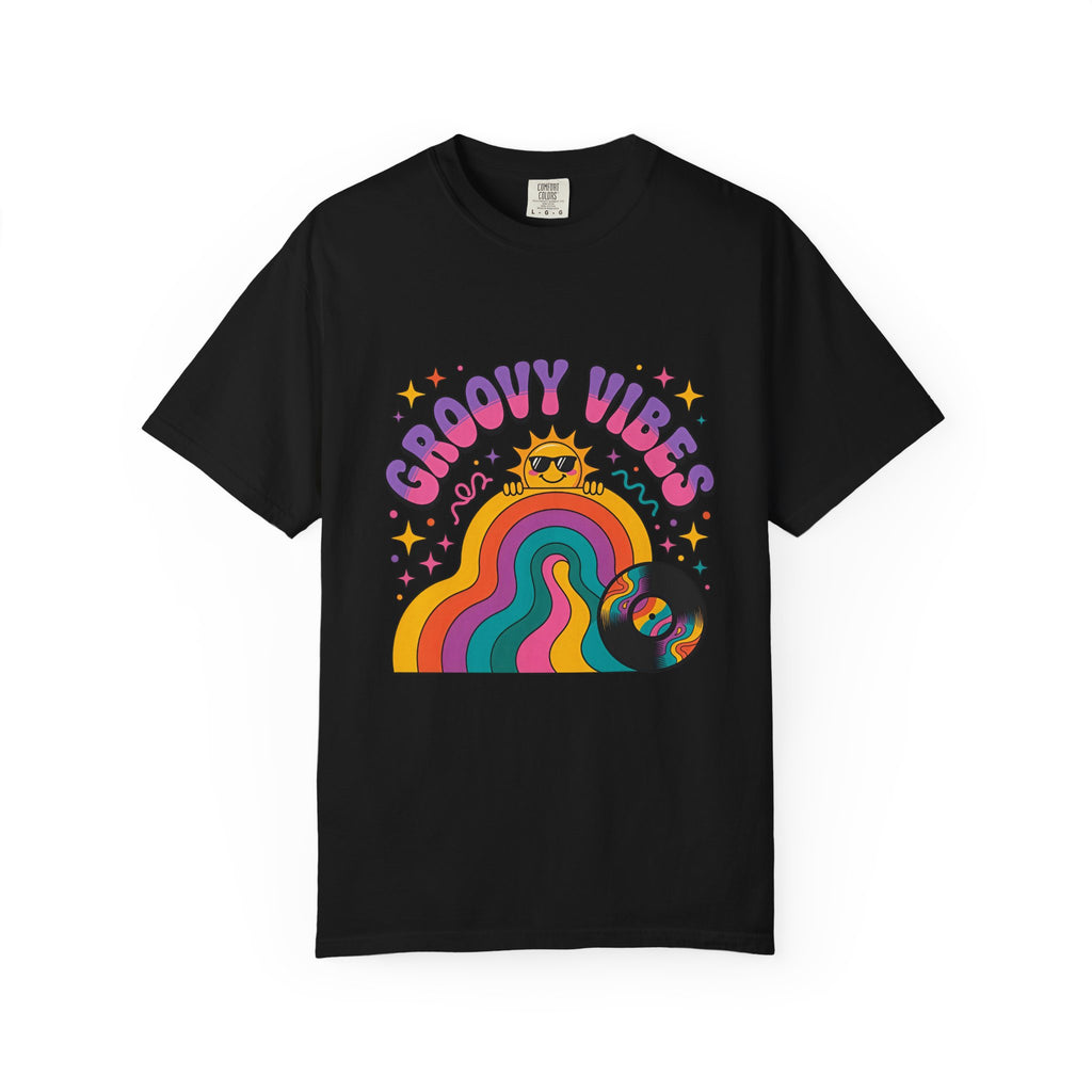 Groovy Vibes Retro Sun Rainbow T-Shirt