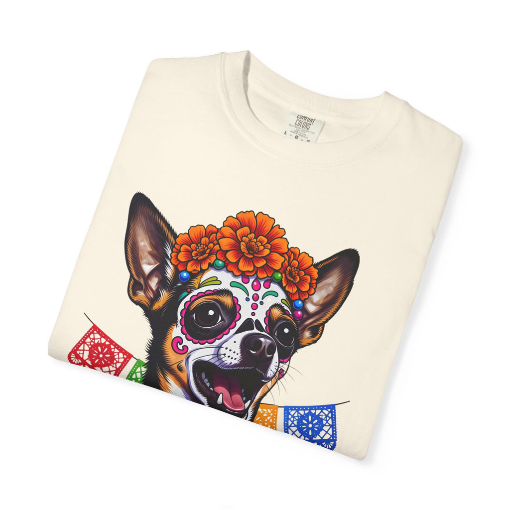 Day of the Dead Chihuahua T-Shirt — "Canta Con El Alma" Colorful Sugar Skull Tee