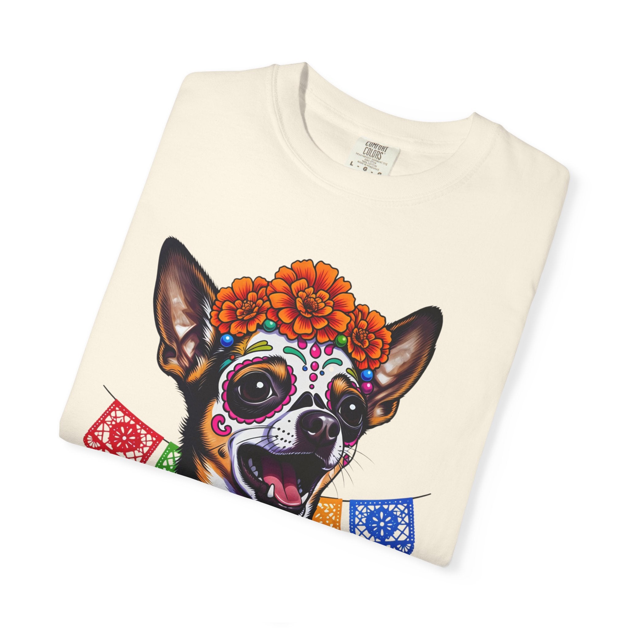 Day of the Dead Chihuahua T-Shirt — "Canta Con El Alma" Colorful Sugar Skull Tee