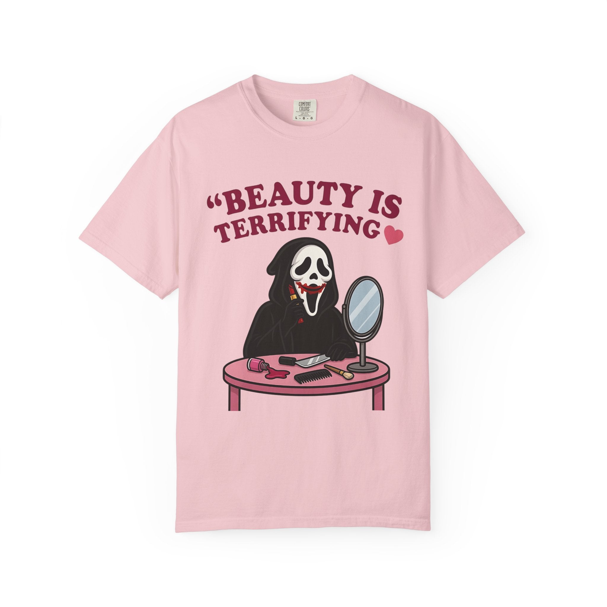 T-Shirt — "Beauty Is Terrifying" Ghostface Makeup Graphic Tee