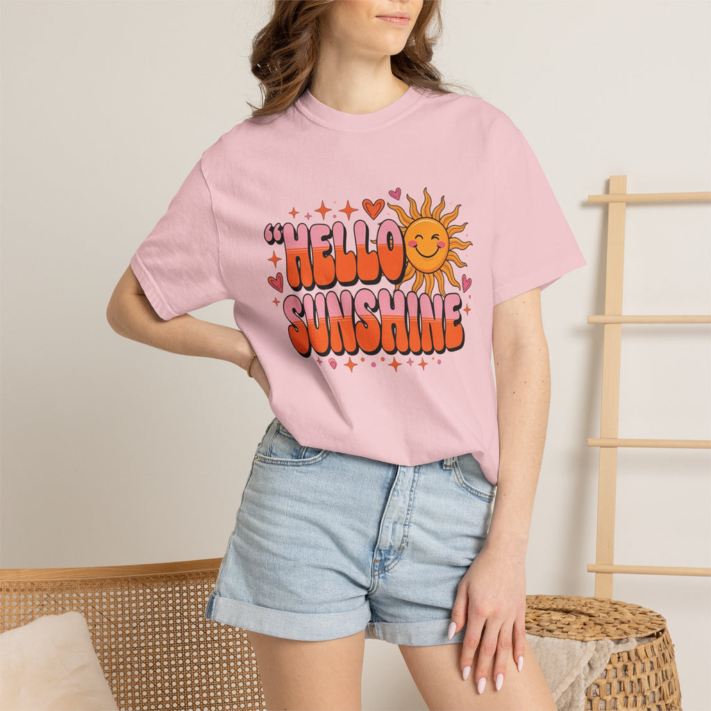 Hello Sunshine T-Shirt — Retro Smiley Sun Graphic Tee