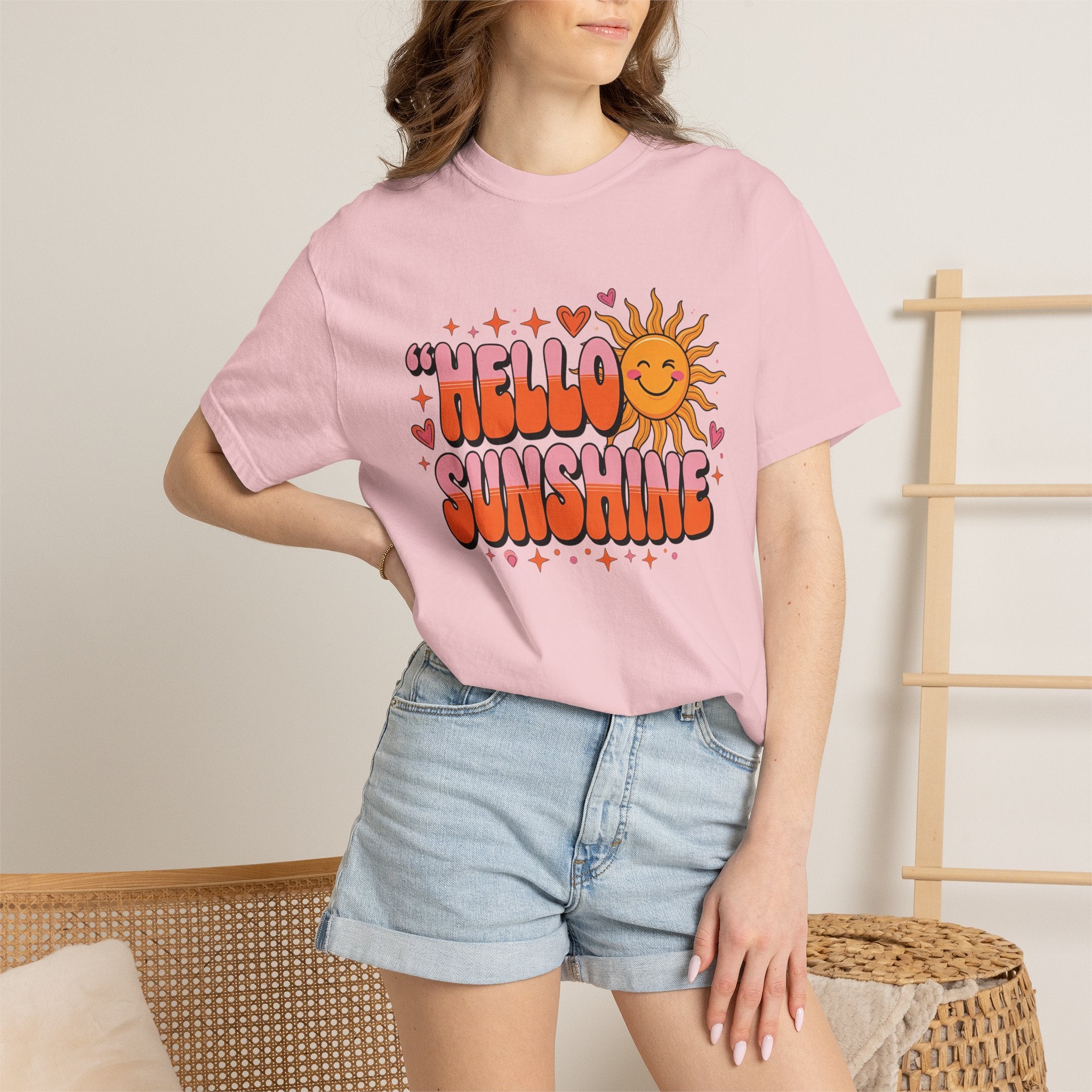 Hello Sunshine T-Shirt — Retro Smiley Sun Graphic Tee