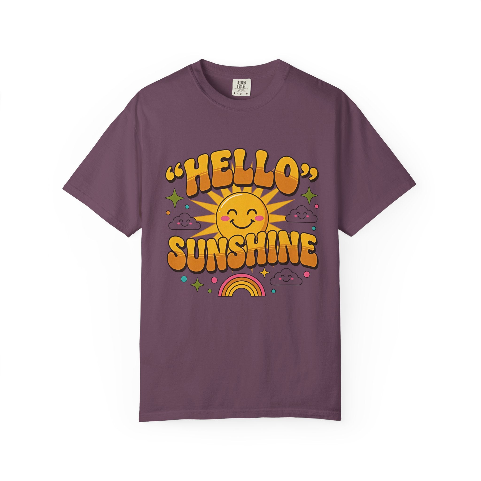 Hello Sunshine T-Shirt — Retro Smiley Sun Graphic Tee