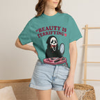 T-Shirt — "Beauty Is Terrifying" Ghostface Makeup Graphic Tee