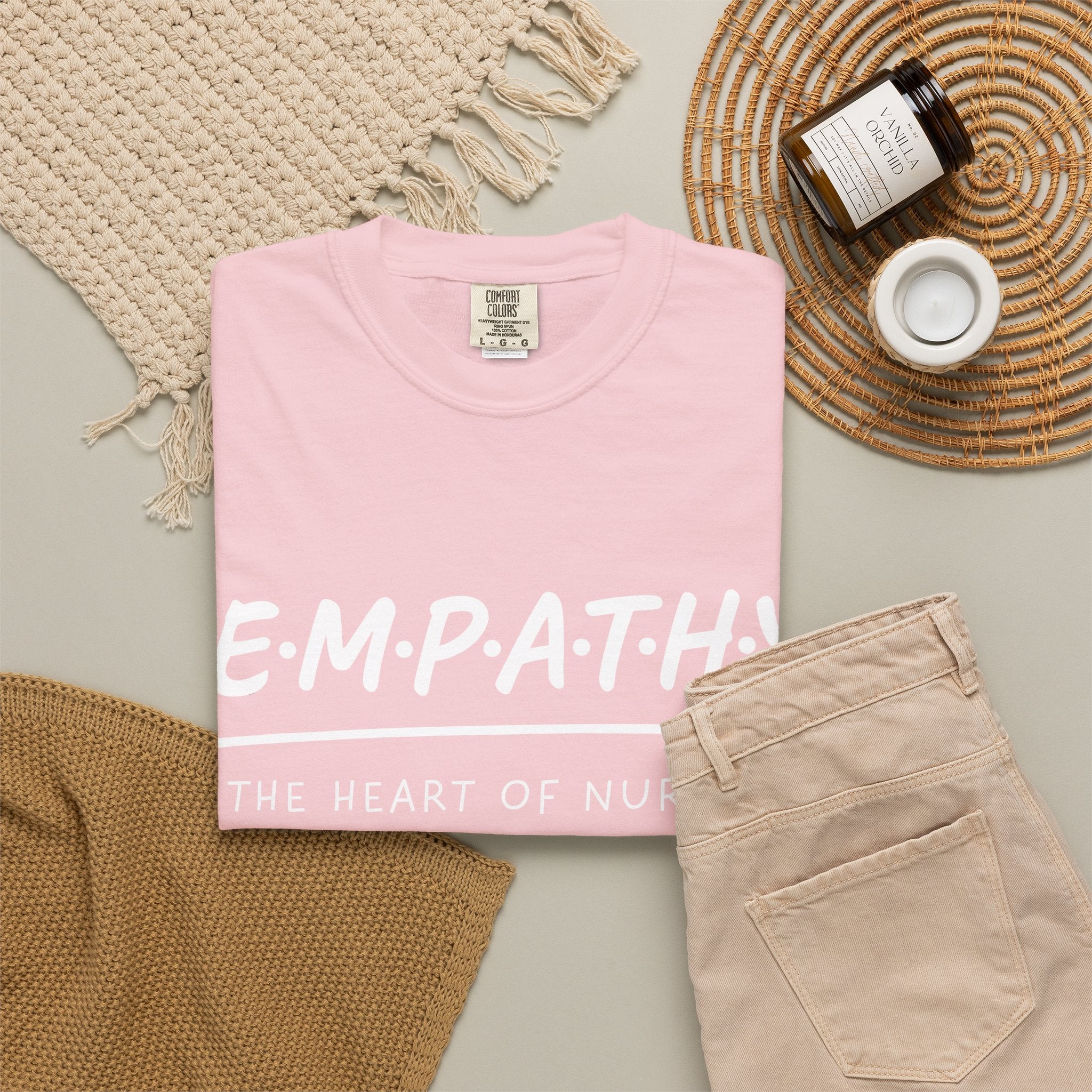 Empathy Graphic T-Shirt — Soft Neutral Garment-Dyed Tee with 'EMPATHY' Print
