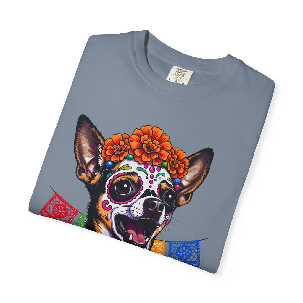 Day of the Dead Chihuahua T-Shirt — "Canta Con El Alma" Colorful Sugar Skull Tee
