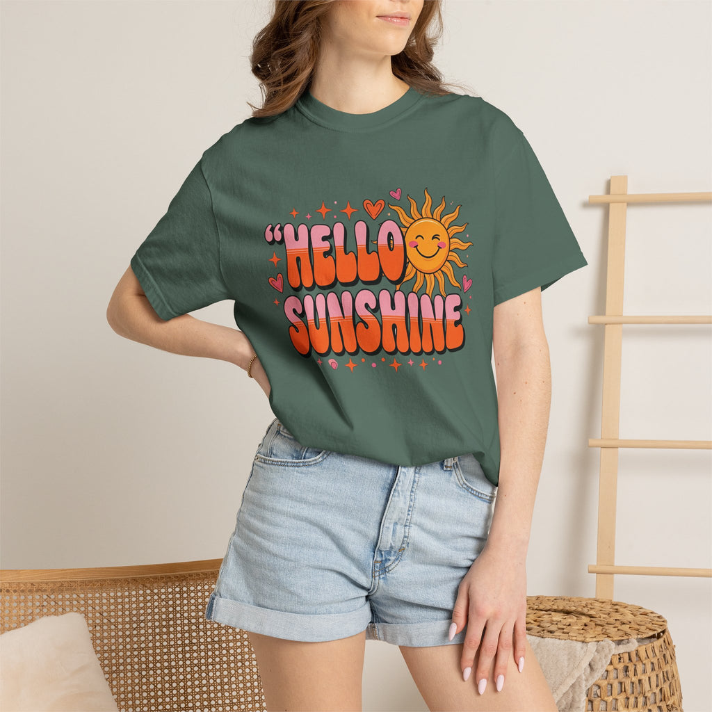 Hello Sunshine T-Shirt — Retro Smiley Sun Graphic Tee