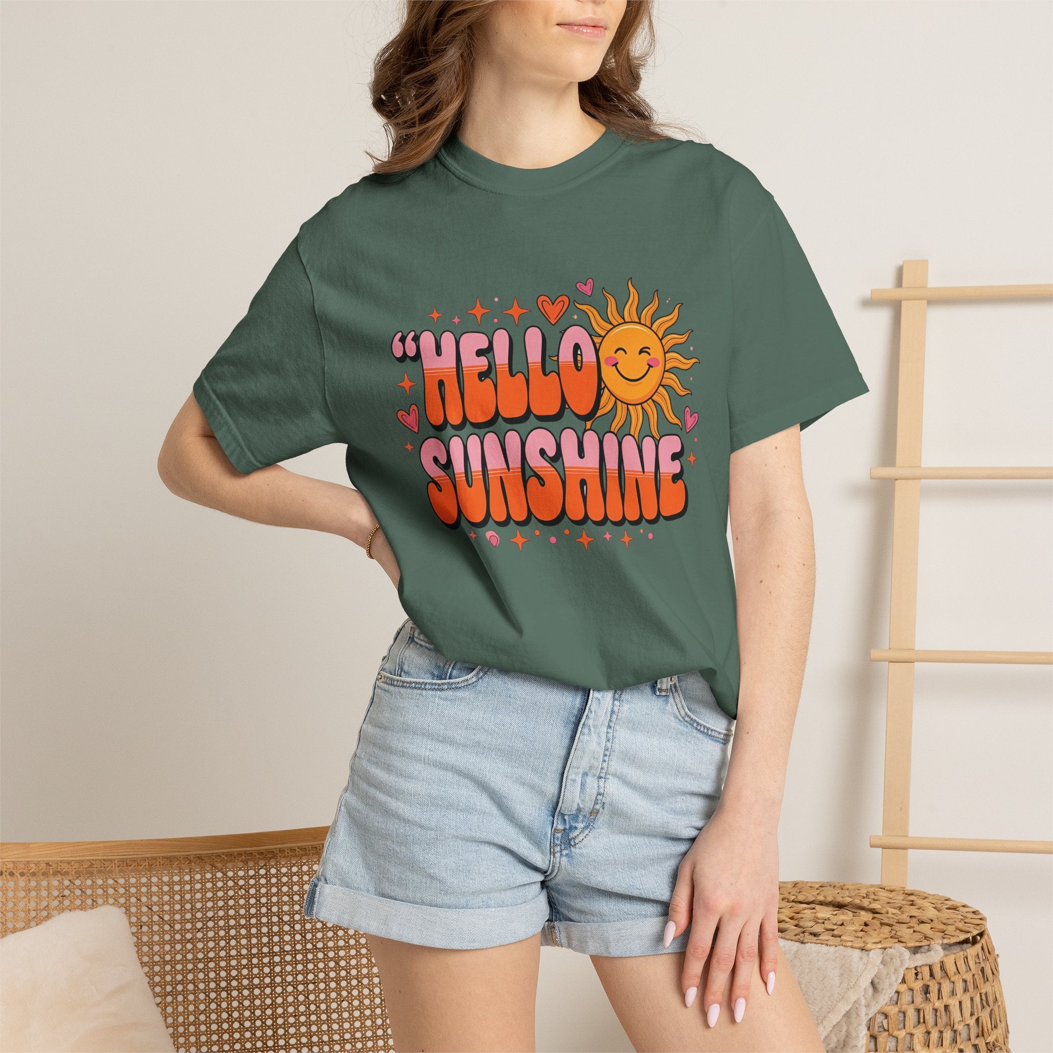 Hello Sunshine T-Shirt — Retro Smiley Sun Graphic Tee