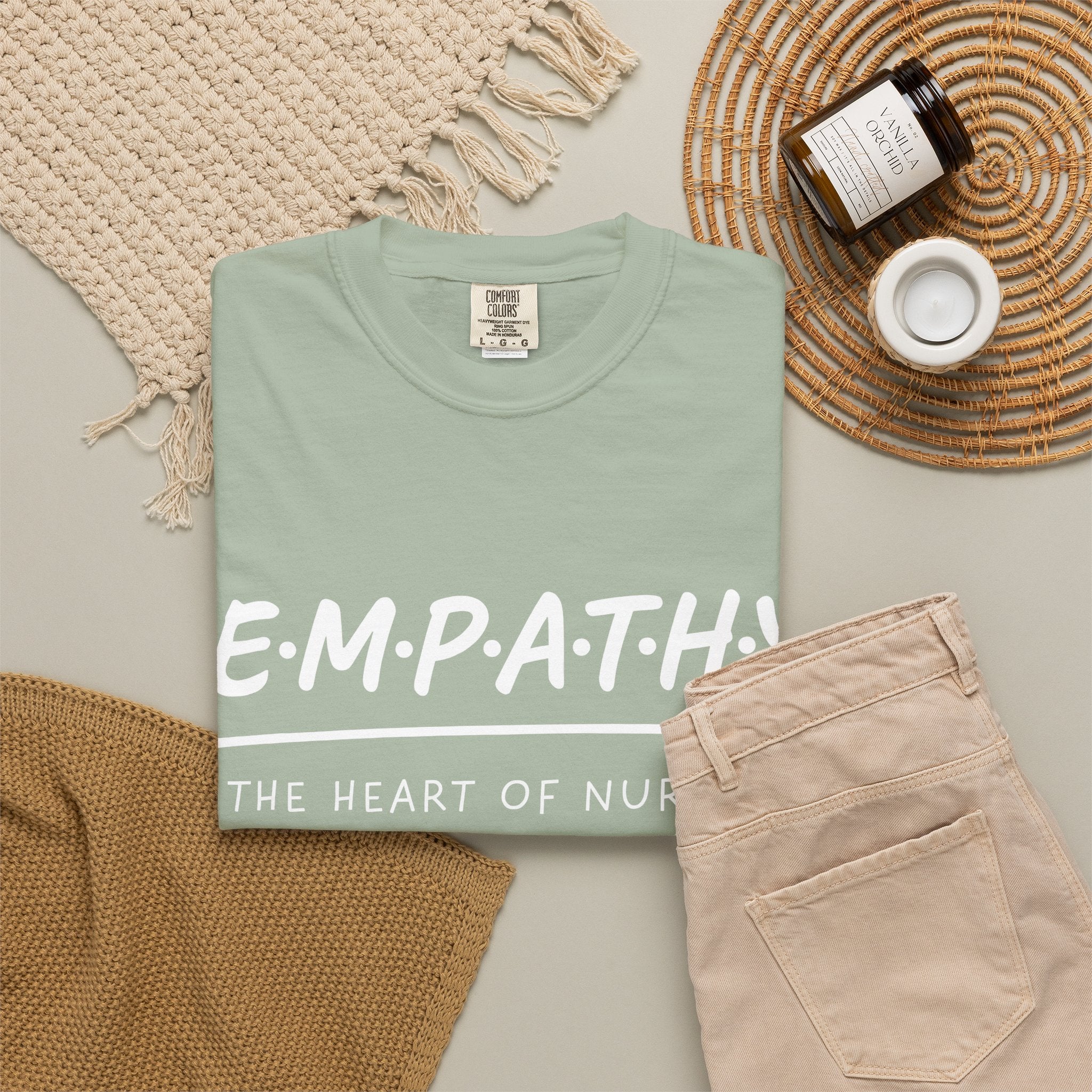 Empathy Graphic T-Shirt — Soft Neutral Garment-Dyed Tee with 'EMPATHY' Print