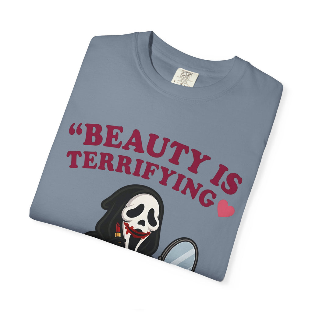 T-Shirt — "Beauty Is Terrifying" Ghostface Makeup Graphic Tee