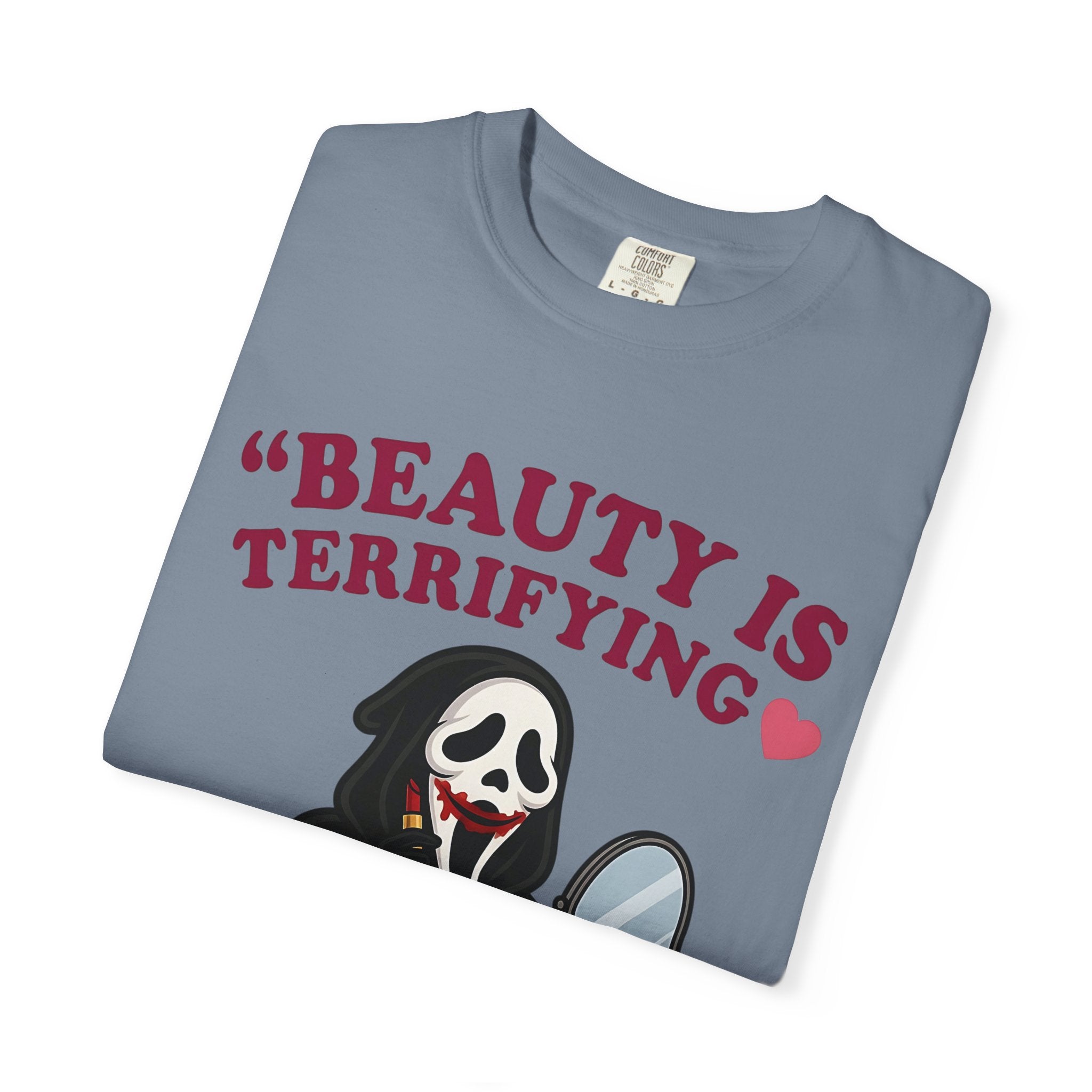 T-Shirt — "Beauty Is Terrifying" Ghostface Makeup Graphic Tee
