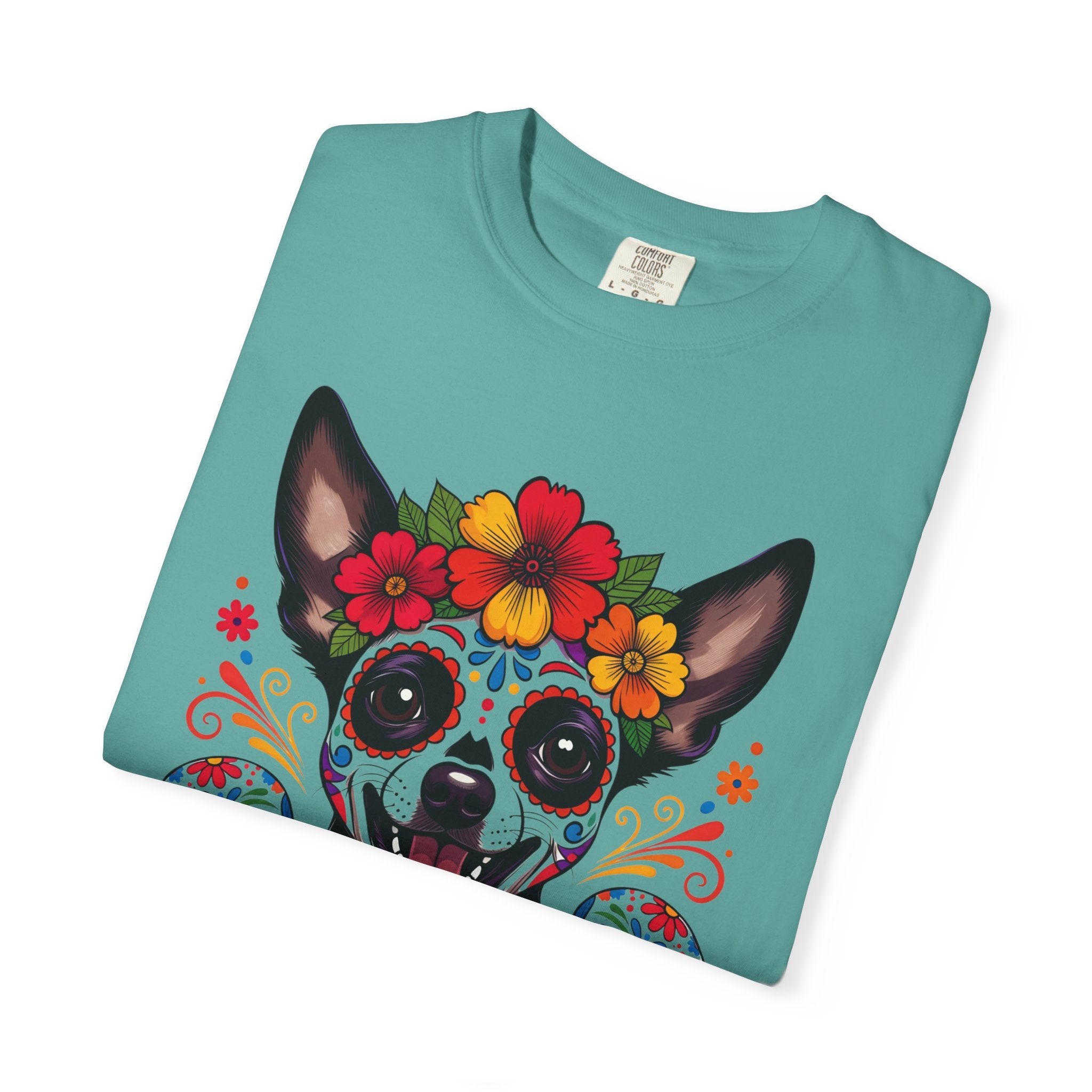 Day of the Dead Chihuahua T-Shirt — "El Rey de la Fiesta" Sugar Skull Tee