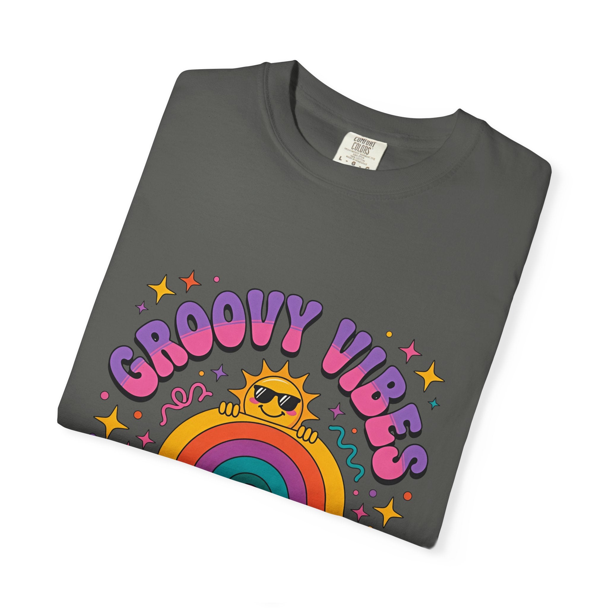 Groovy Vibes Retro Sun Rainbow T-Shirt