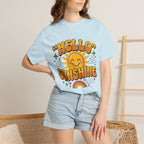 Hello Sunshine T-Shirt — Retro Smiley Sun Graphic Tee