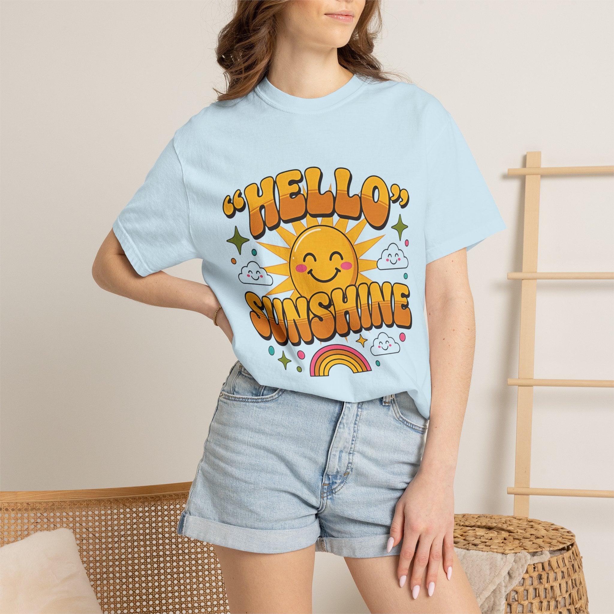 Hello Sunshine T-Shirt — Retro Smiley Sun Graphic Tee