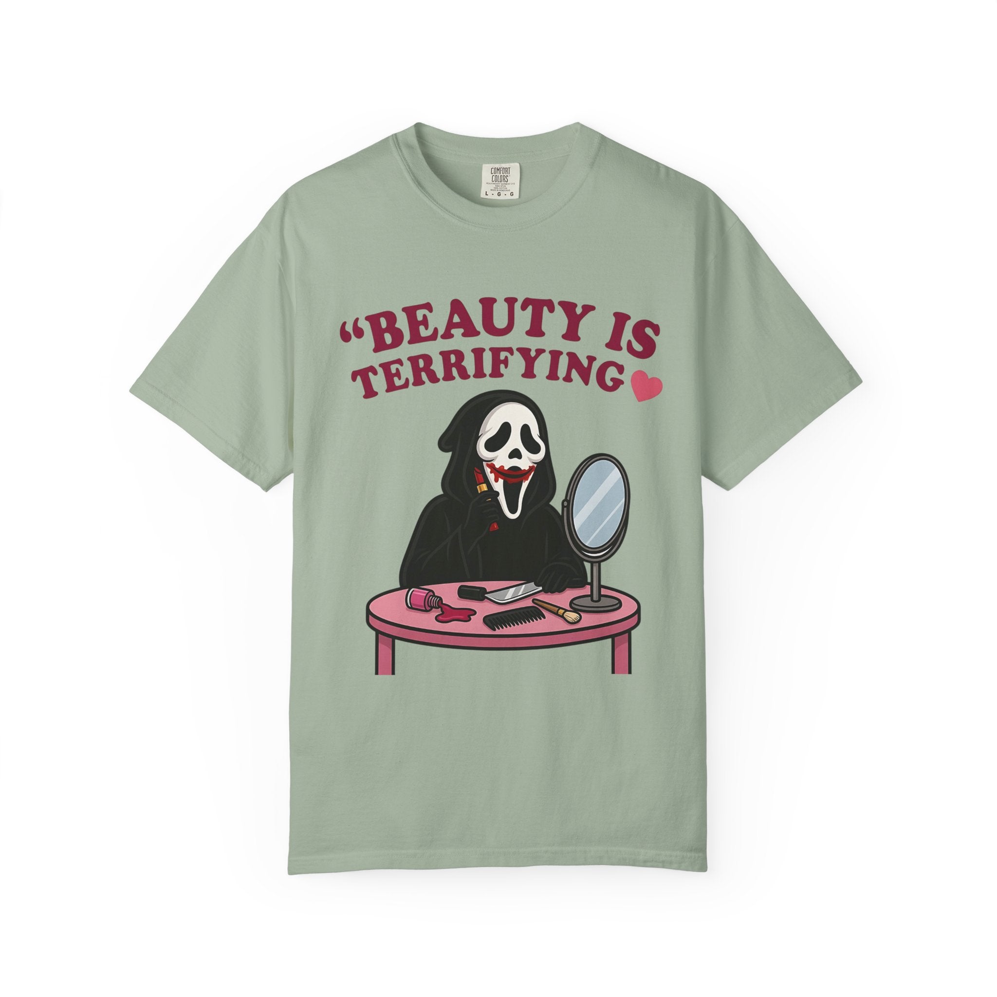 T-Shirt — "Beauty Is Terrifying" Ghostface Makeup Graphic Tee
