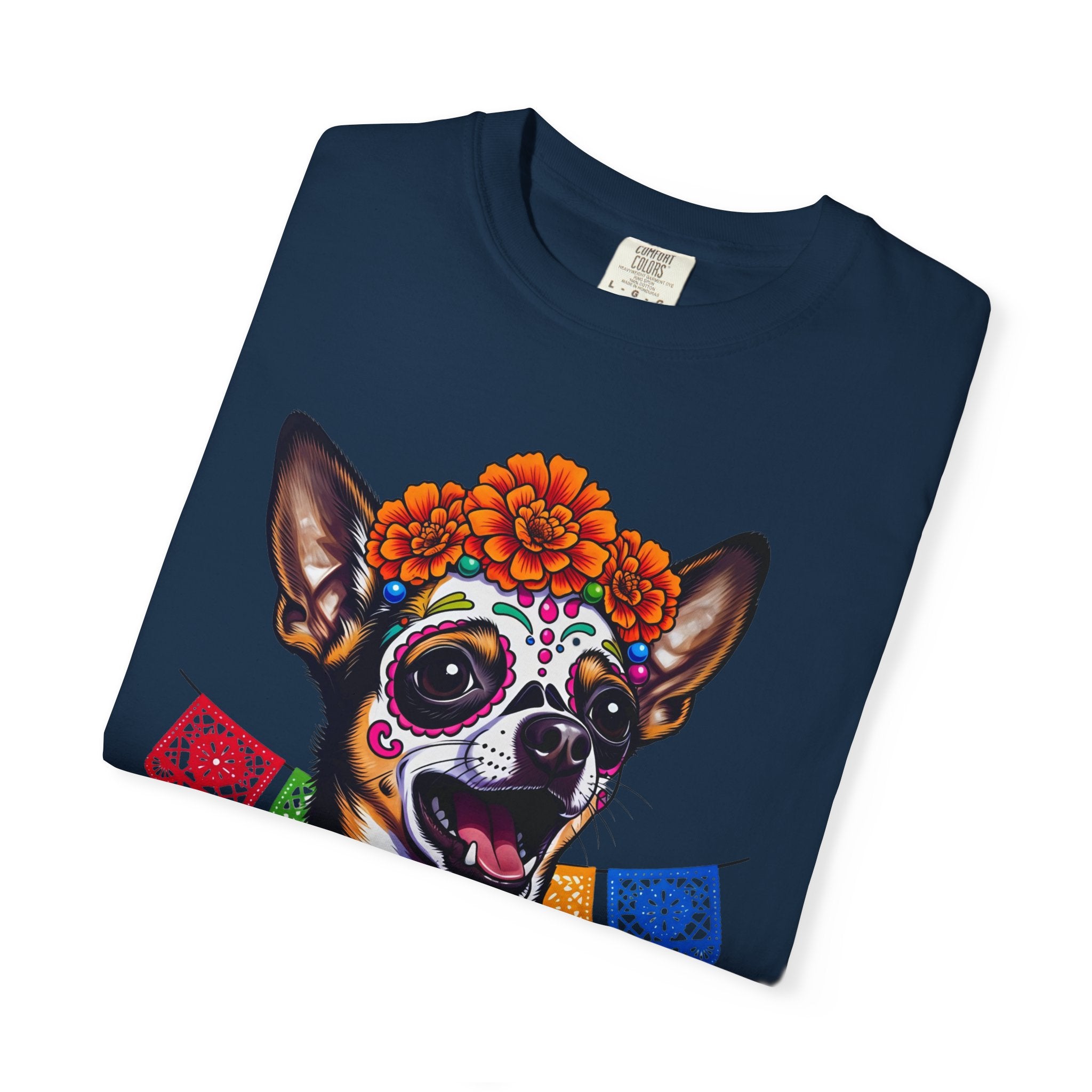 Day of the Dead Chihuahua T-Shirt — "Canta Con El Alma" Colorful Sugar Skull Tee