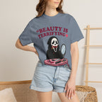 T-Shirt — "Beauty Is Terrifying" Ghostface Makeup Graphic Tee