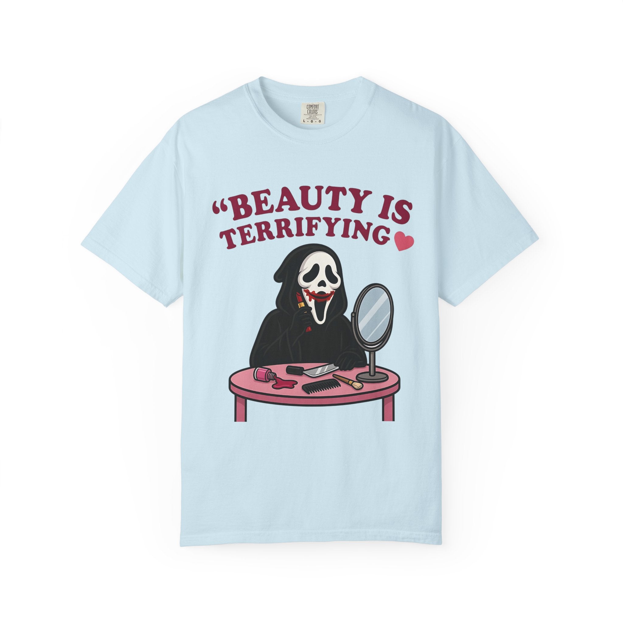 T-Shirt — "Beauty Is Terrifying" Ghostface Makeup Graphic Tee