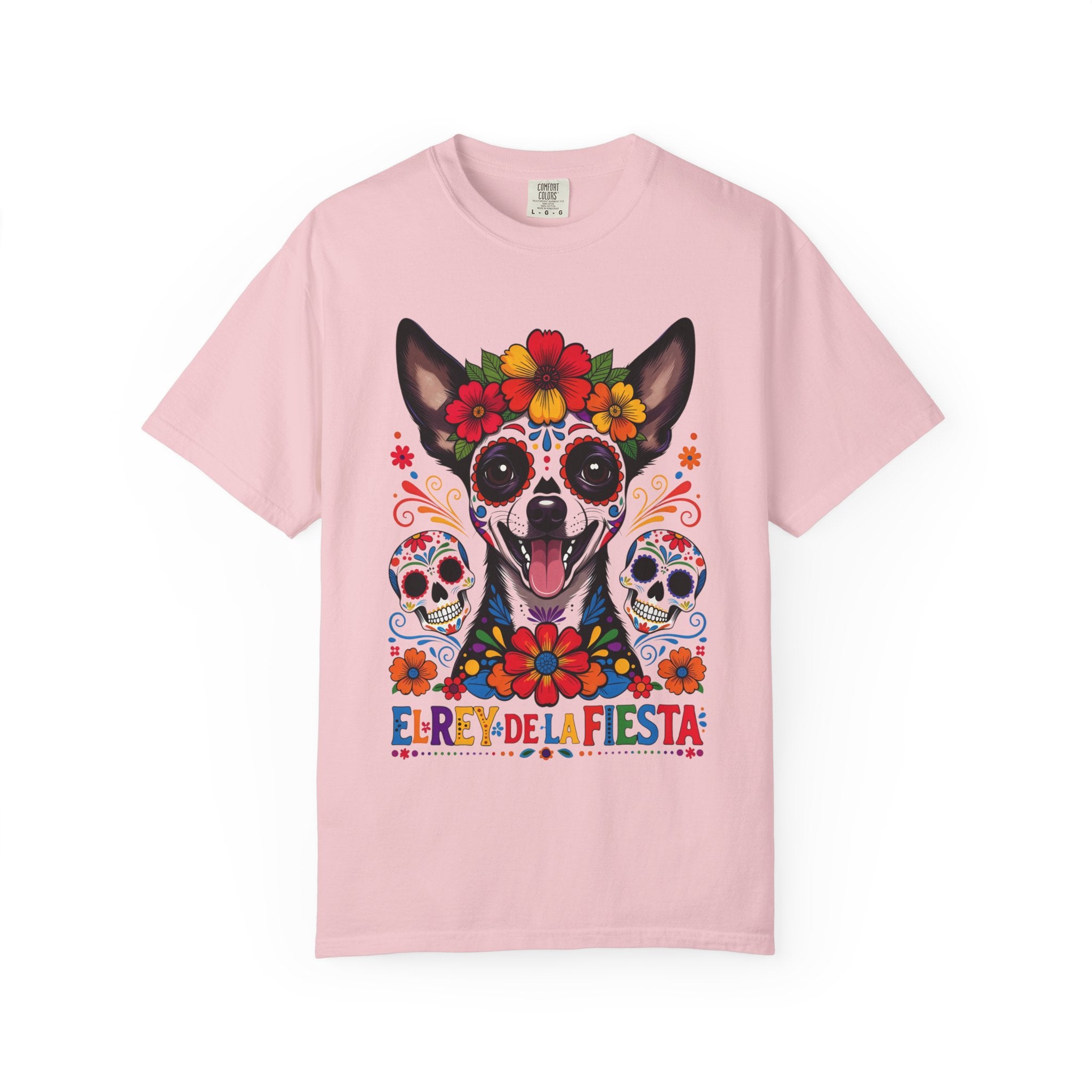 Day of the Dead Chihuahua T-Shirt — "El Rey de la Fiesta" Sugar Skull Tee