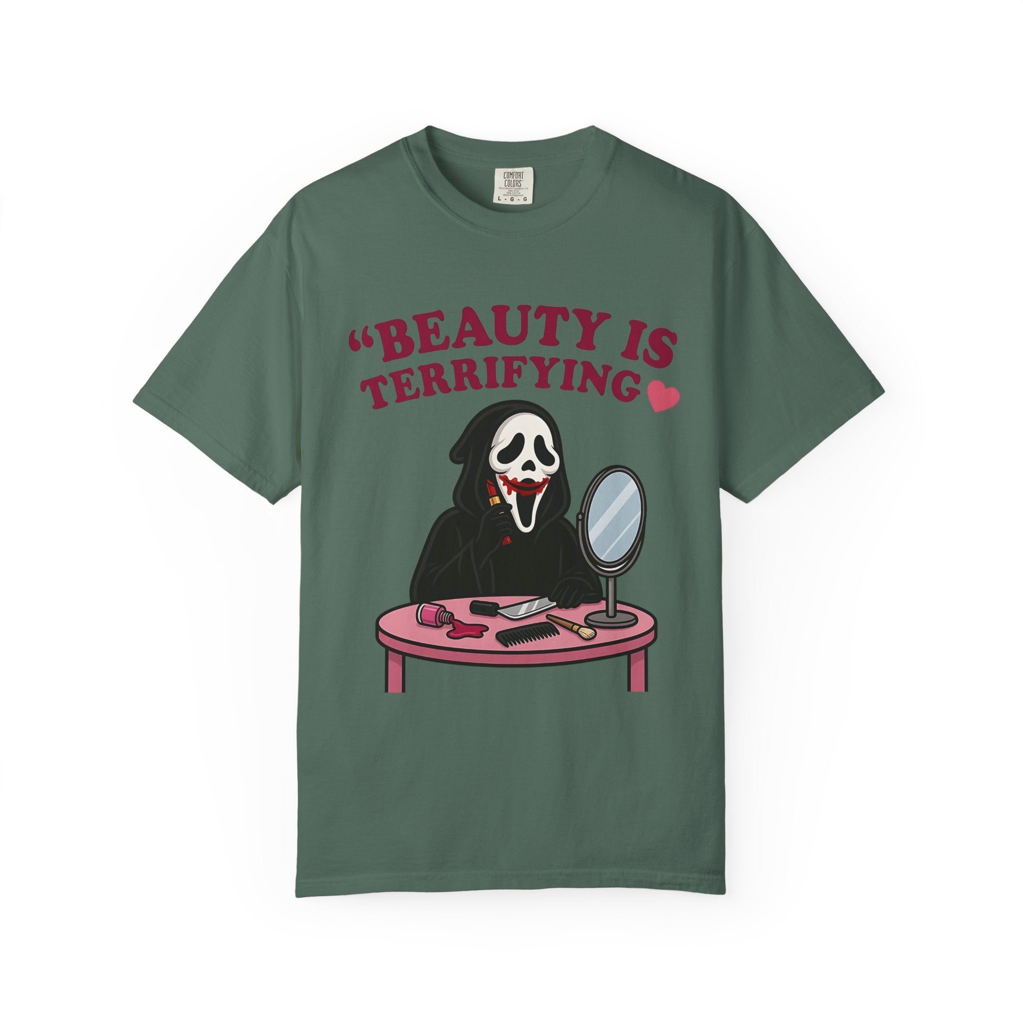 T-Shirt — "Beauty Is Terrifying" Ghostface Makeup Graphic Tee